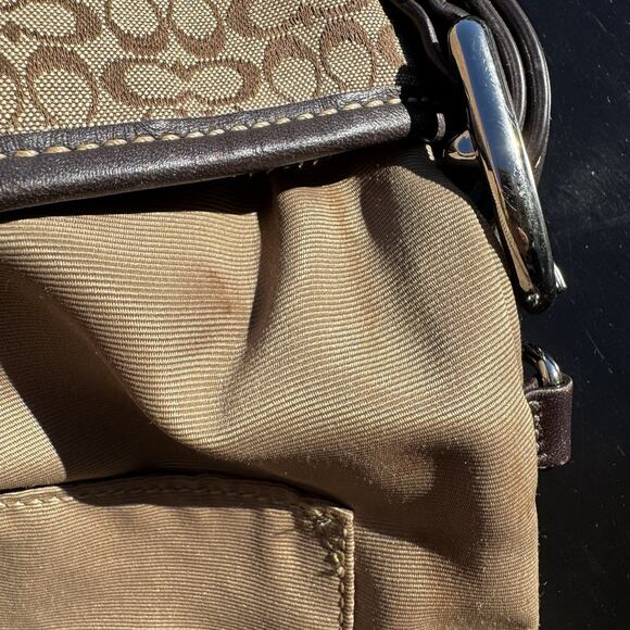 Vintage Coach Signature Mini C Bag Canvas Suede Shoulder Bag Purse Brown F10944 - Picture 14 of 16